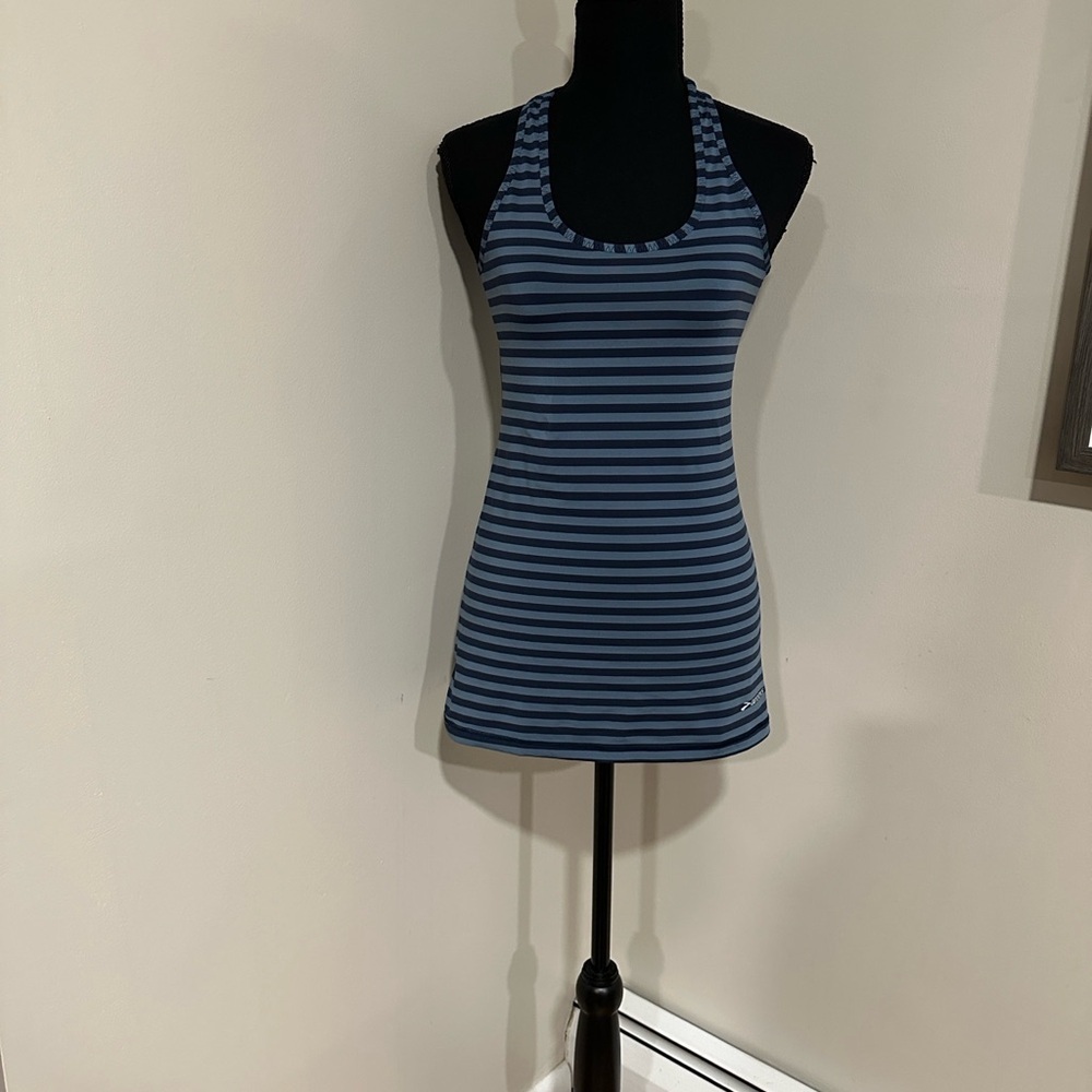*BROOKS* Navy x Lt. Blue Bring It Racerback Striped Tank Top Size Small